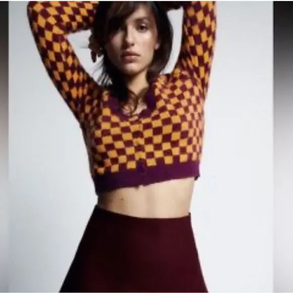 Zara Checkered Cardigan Sweater NWT - Picture 3 of 5